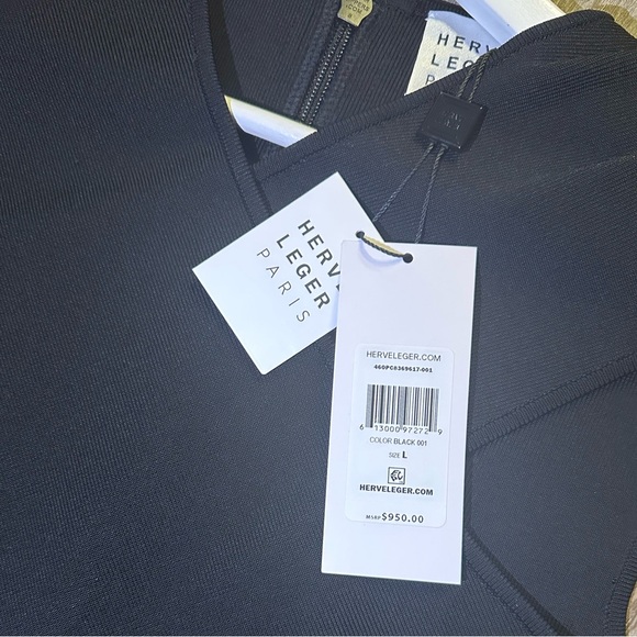 Herve Leger Cross Neck Midi Dress in BLACK. - Picture 13 of 13